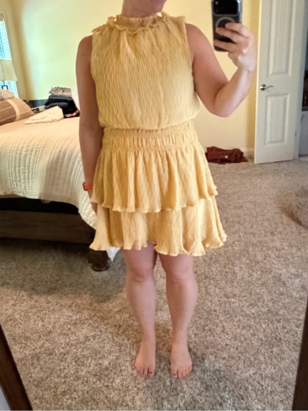 Glam Light Mustard Collared Mini Dress
